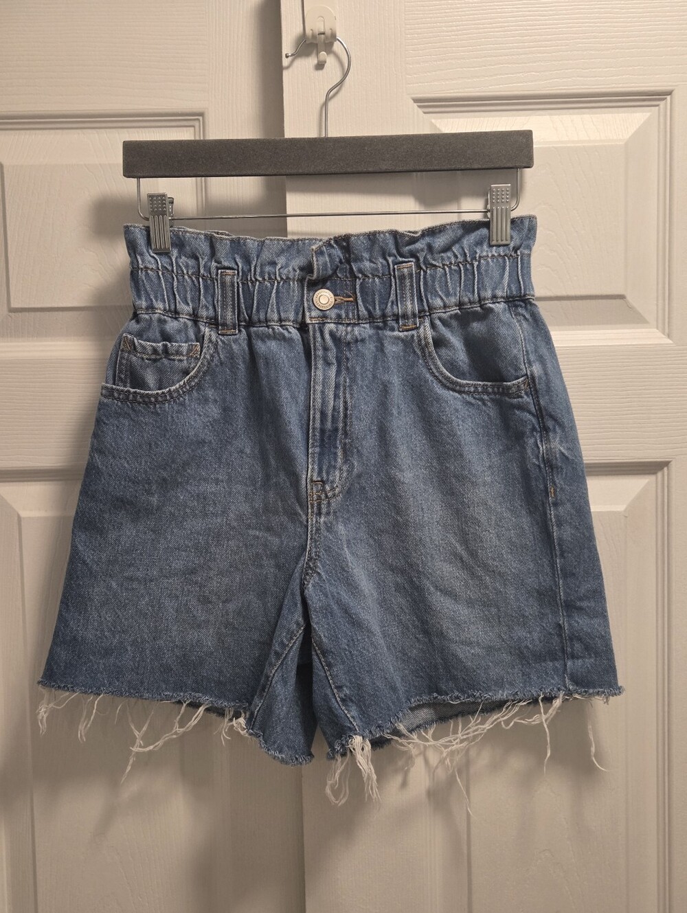 Aeropostale Light Blue High-Waist Paperbag Denim Jean Shorts Size 0 Reg